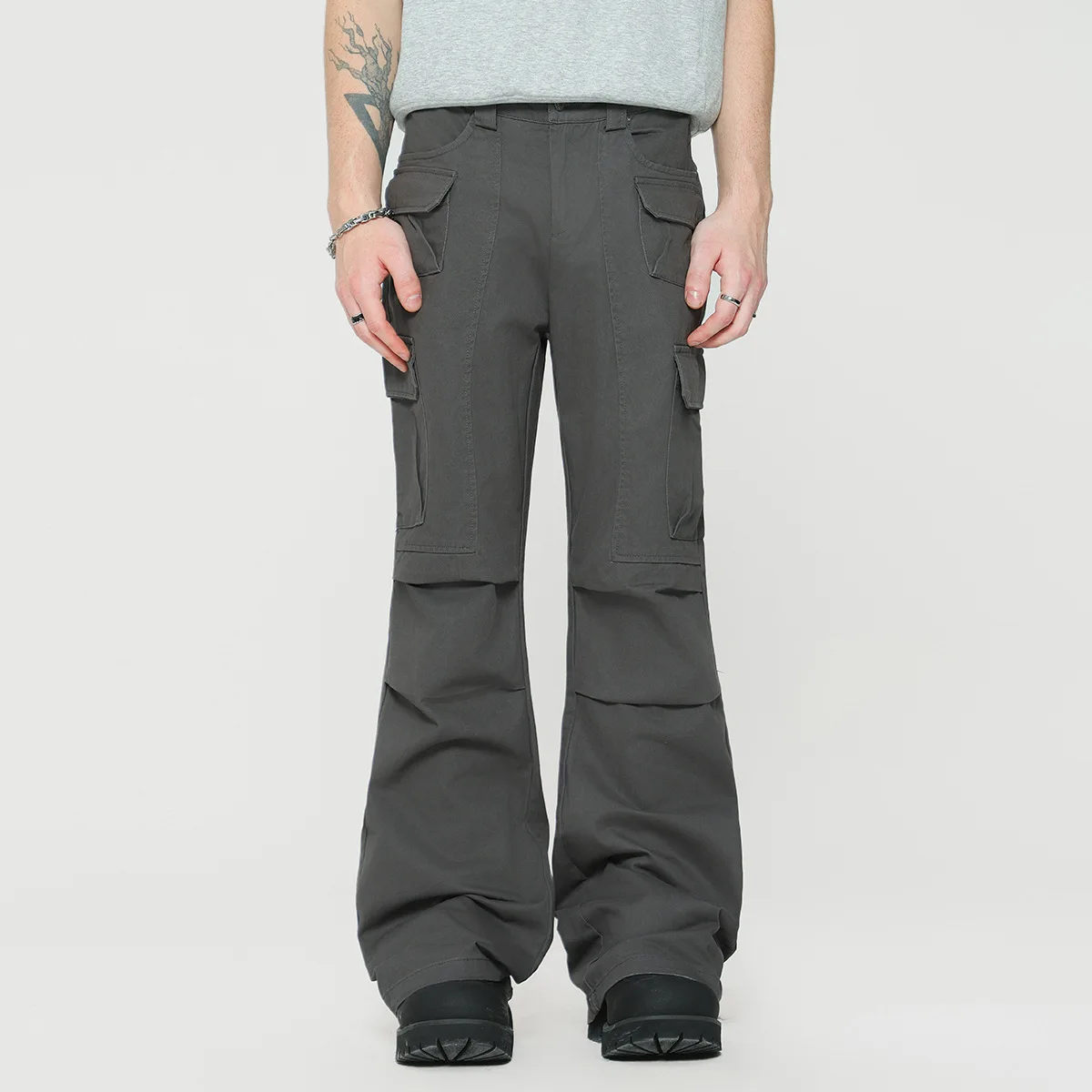 OR FL Cleanfit Wide Leg Black 100 Cotton Women Cargo Trousers 2025 Autumn Street Trend Fold American Style Women's Wei La Pants