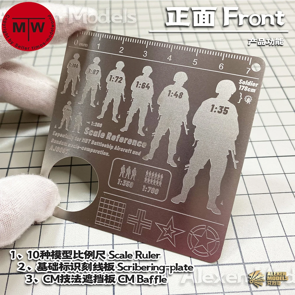 Alexen AJ0087 Scale Ruler Glue Scribering Plate CM Baffle Model Hobby Craft Model Building Tools 5in1