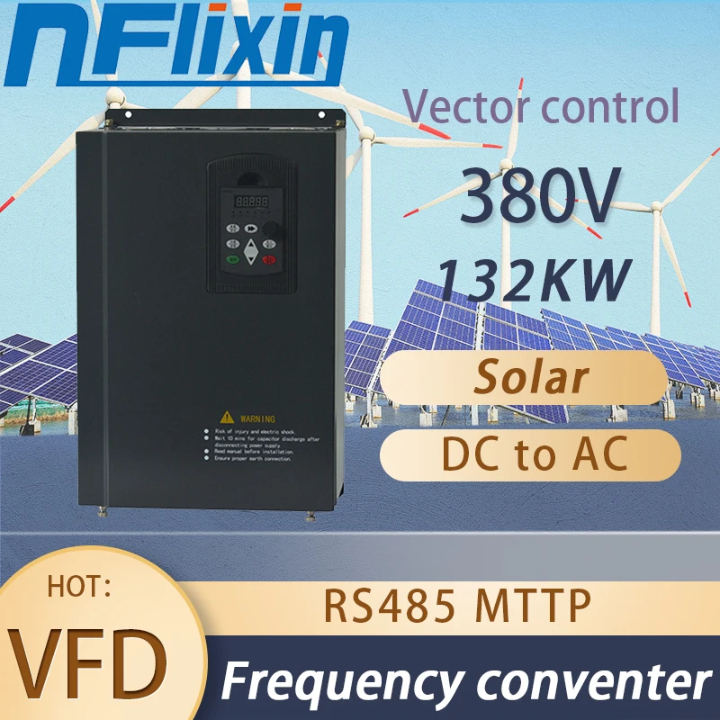 PV solar 380V inverter DC to AC three-phase converter 380v 132kw 177HP 380V with MPPT Control solar pump VFD