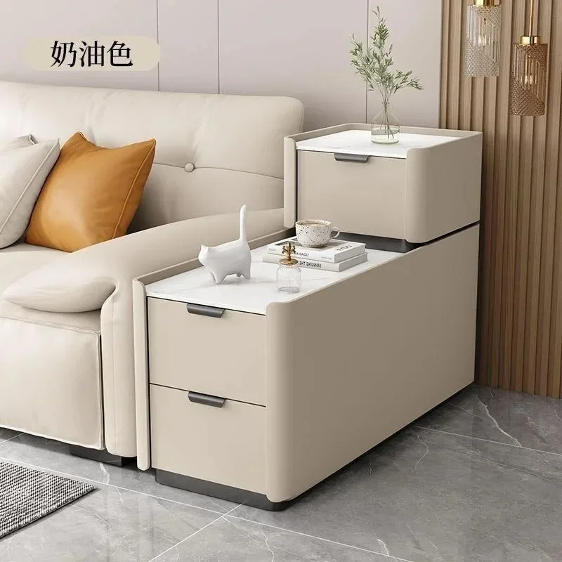 Floor-to-ceiling sofa side cabinet, high-end solid wood small coffee table, small crevice, simple side cabinet