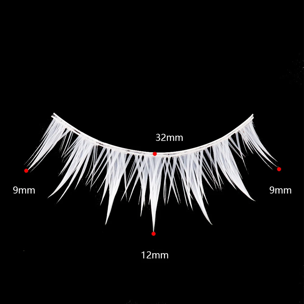 3 Pairs Makeup Pure White False Eyelashes Natural Long COS Dramatic Eyelashes  Stage Cosplay Comic Display Wet Eye Cosmetics