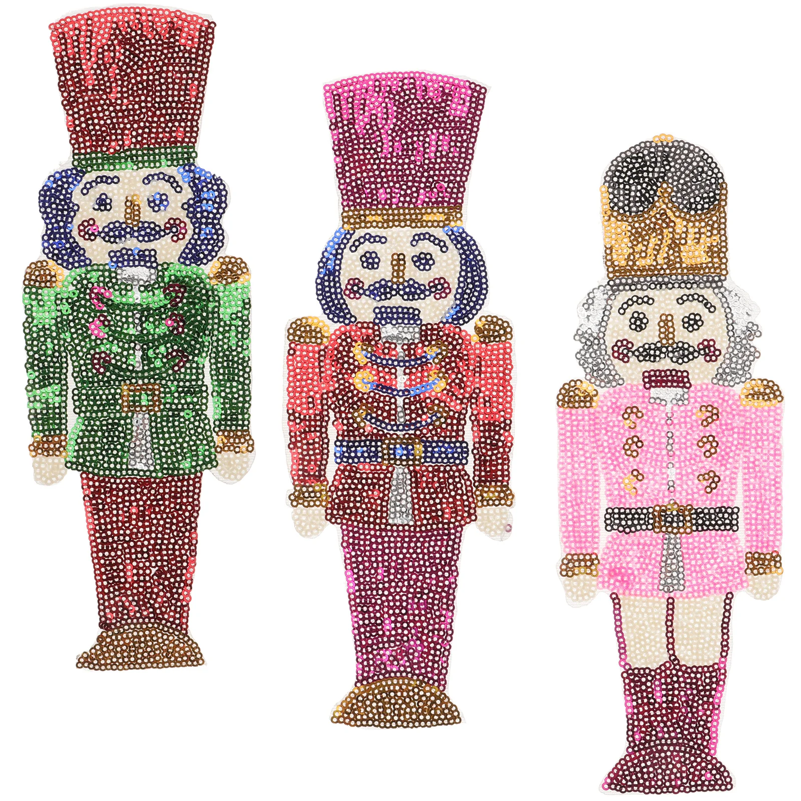 

3Pcs Soldier Fabric Patches Nutcracker Pattern Clothes Repair Decorative Adhesive Small Compact Clothes Accessory for Jackets