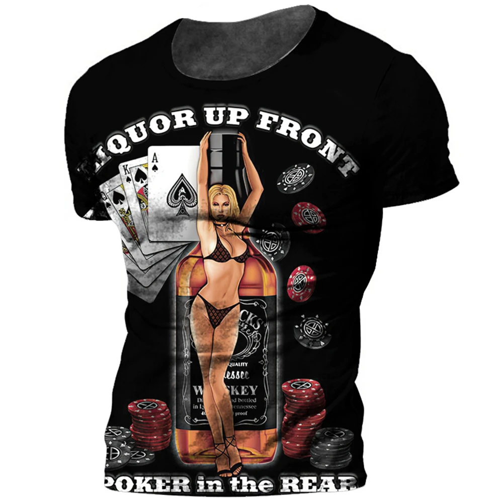 Vintage Motorcycle T Shirt For Men 3D Racing Girl Short Sleeve Tops Street Men\'s Biker T-shirt Oversized Tee Shirt Man Clothing