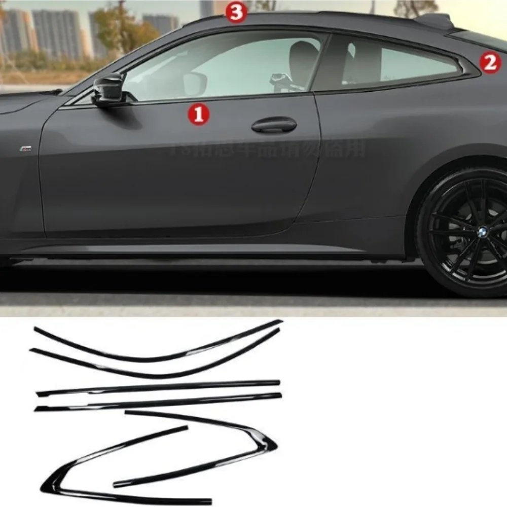 Bright black window trim For BMW 4 Series 430i 425i 2door 4doors 2021-2023
