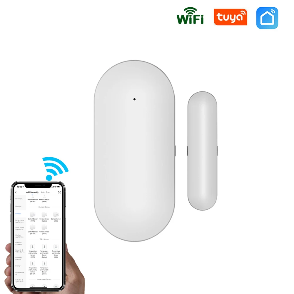 Tuya Smart WiFi Door Sensor Window Detector Open/Close Detector Security Protection Alarm Detector Work With Home Smart Life App