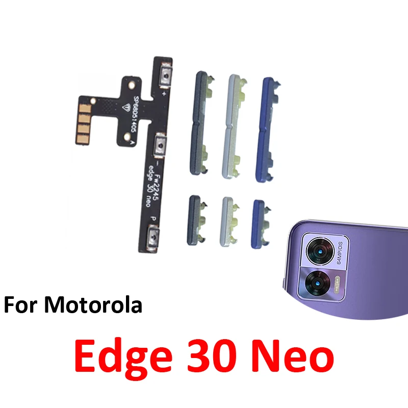 Phone Power Volume Button For Motorola Moto Edge 30 Neo New On Off Up Down Key Internal Flex Cable Parts Grey Purple Silver