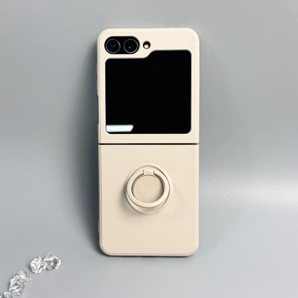 Candy Color Liquid Silicone Magnetic Phone Case For Samsung Galaxy Z Flip ZFlip 6 5 4 3 ZFlip6 Shockproof Ring Stand Soft Cover