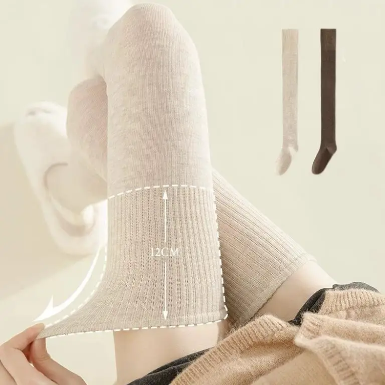 

Women Autumn Winter Long Sock Over Knee High Warm Knee-Protecting Calf Socking Solid Color Casual Breathable Knitted Stockings
