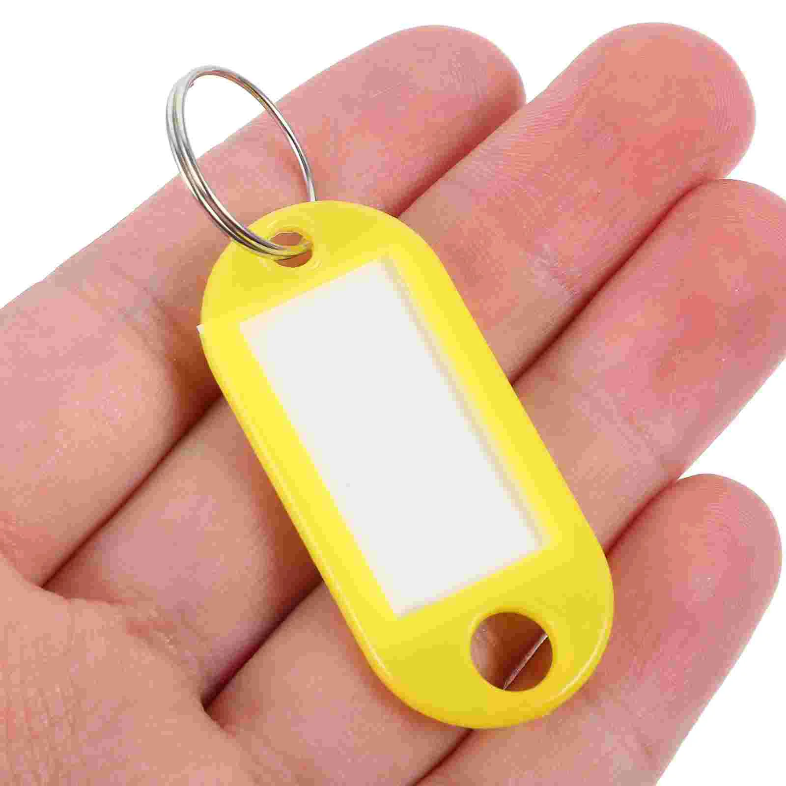 30pcs Plastic Keychain ID Tags Name Label Language Number Mark Classification Tag (White)