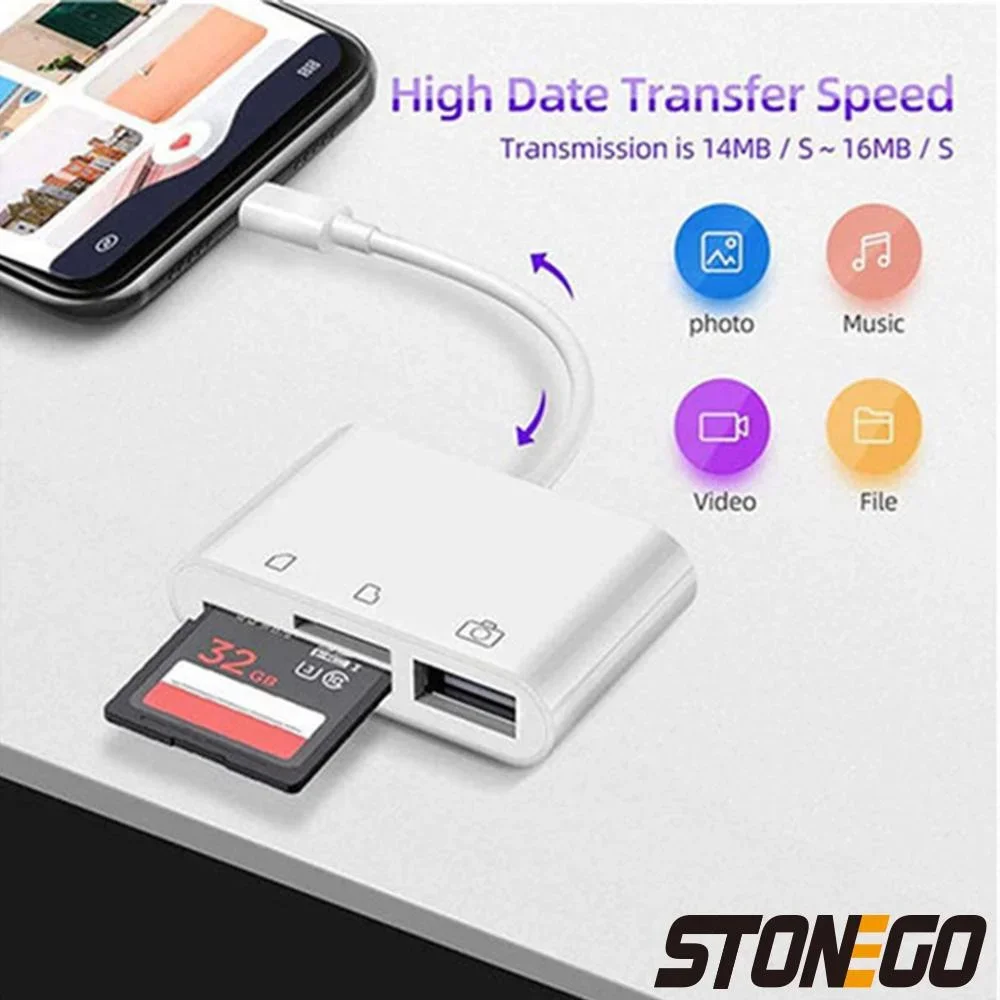 STONEGO Multifunction 3-in-1 SD/TF Card Reader OTG Adapter 2.0/3.0 Port Compatible for MacBook Pro Laptop PC Camera Mobile Phone