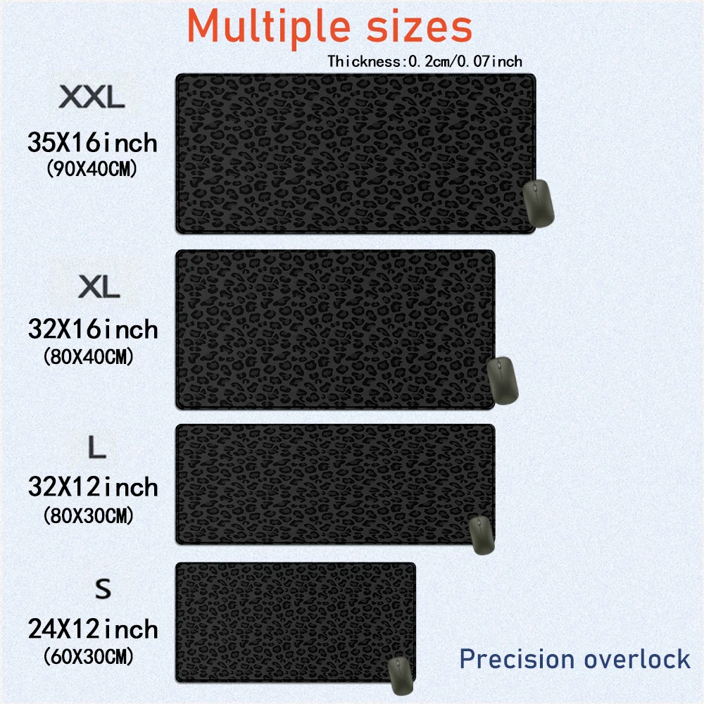 لوحة ماوس بطبعة الفهد بتصميم فني XXL قاعدة مطاطية للألعاب مع حافة مخيطة وسادة مكتب غير قابلة للانزلاق ملحقات مكتبية كبيرة #6