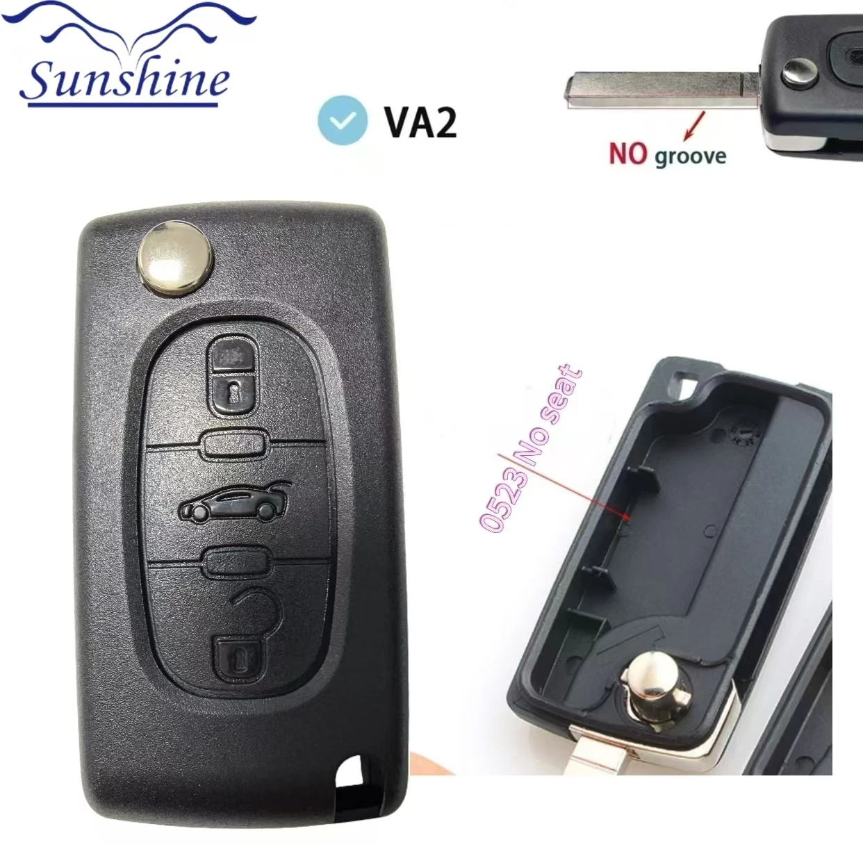 Sunshine 3 Buttons for Peugeot 207 307 308 407 607 807 For Citroen C2 C3 C4 C5 C6 Auto Remote key Case Va2/Hu83 CE0523 CE0536