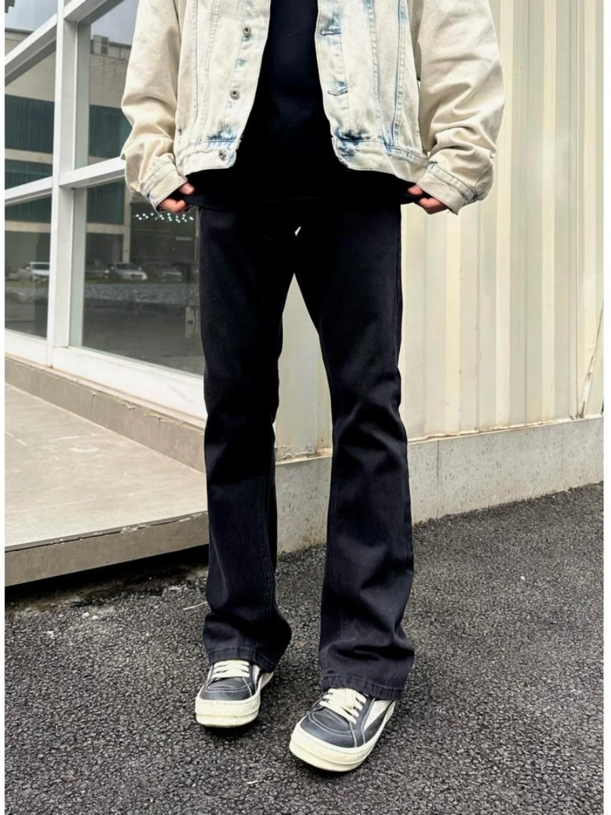 

Slim Fit Vintage Men's Jeans High Street Style American Retro Pure Black Spring Summer Fashionable Long Pants Straight Tube