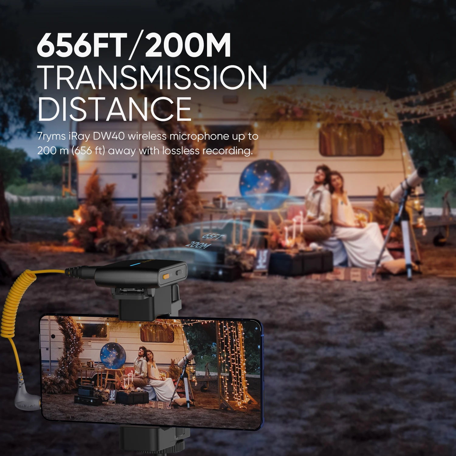 7RYMS iRay DW40 Four-channel Lavalier Wireless Microphone 4 Audio Tracks Individual Output Noise Cancellation Lapel Microphone