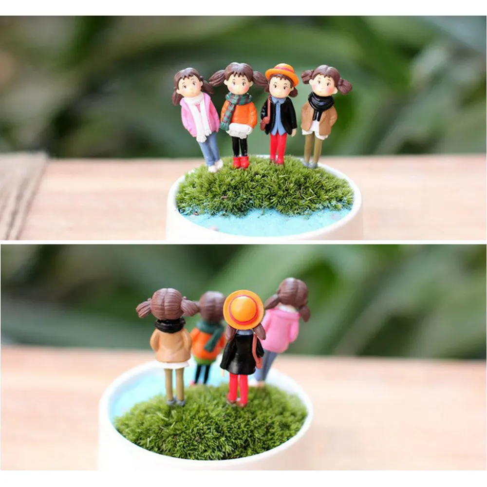 1 pçs miniaturas anime menina terrários estatuetas figuras de ação jardim de fadas suculentas desktop para crianças artesanato plástico fornecimento