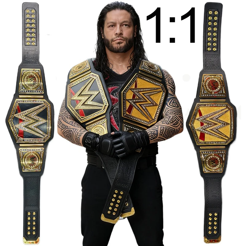 Ceinture de champion du monde poids lourd noire, ceinture de championnat indiscutée en or, articles de collection 1:1