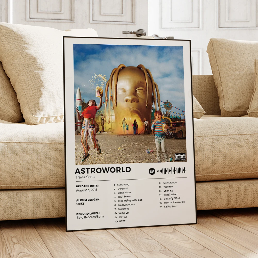 Modern Album Cover Music Rap Astroworld Travis Scott Gift Art Aluminum Frame Canvas Painting Posters Living Room Home Decor