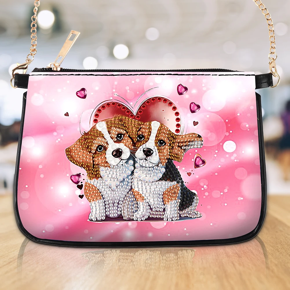 شكل خاص زهرة جرو الماس اللوحة حقيبة صغيرة 5D DIY الماس الفن حقيبة يد حجر الراين غرزة حقيبة كتف للنساء الفتيات #3