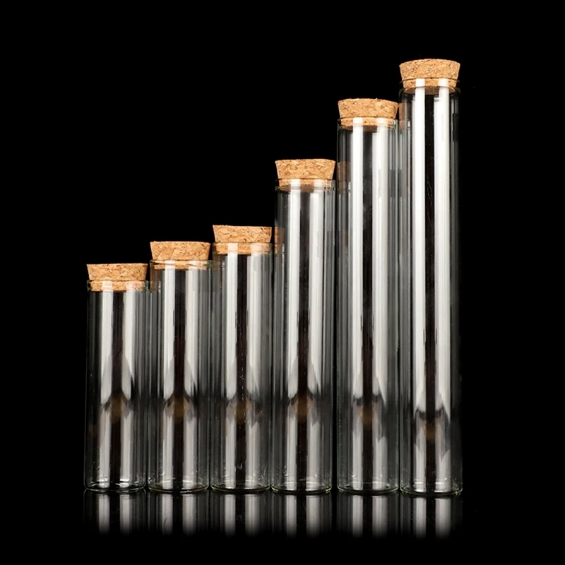หลอดทดลองแก้วที่มีจุกไม้ก๊อกสำหรับการทดลองทางวิทยาศาสตร์เกลืออาบน้ำและการจัดเก็บขนมพรรคตกแต่งบ้าน