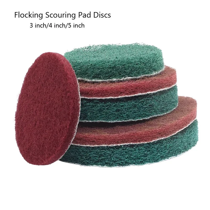 TAC7447 Round brushed industrial flocked scrubbing pads 3/4/5-inch flocked back velvet polishing cloth for rust removal #180/320