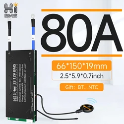 80A Smart BMS Lifepo4 4S 12V 8S 24V 16S 48V with balancer 18650 21700 lithium battery Bluetooth