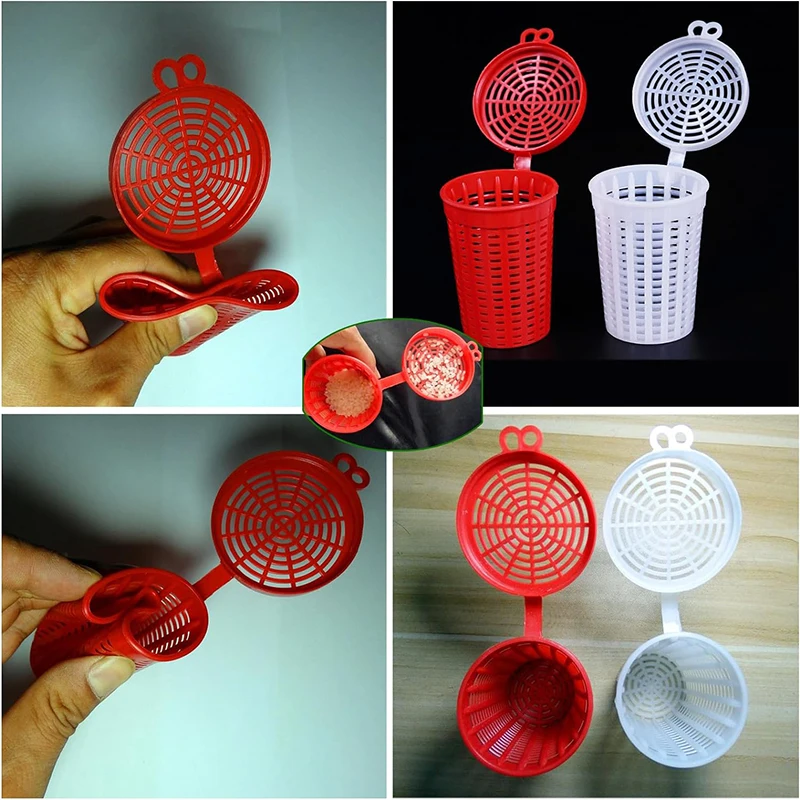 10 Pcs Fishing Bait Cage Trap Fish Lure Feeder Basket Holder Plastic Bait Bucket