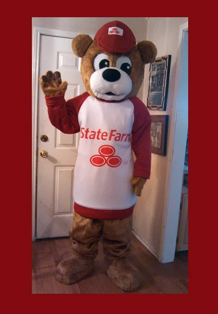 Professional Custom State Farm Bear Mascot Costume Adult Cartoon Bear Theme Carnival Xmas Mascotte Fancy Dress Suit Kits 1805