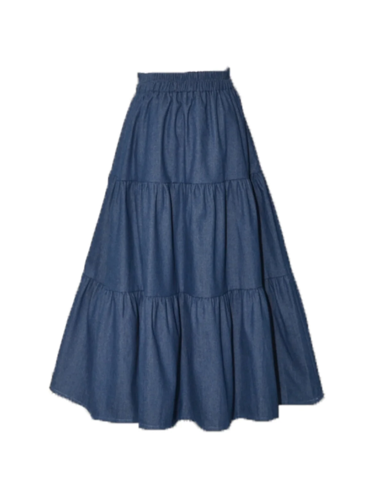 Falda Vaquera de Verano con Estampado de Pastel, Falda Midi en Línea A para Mujer, Retro, Cintura Elástica, Adeazante, Tall...