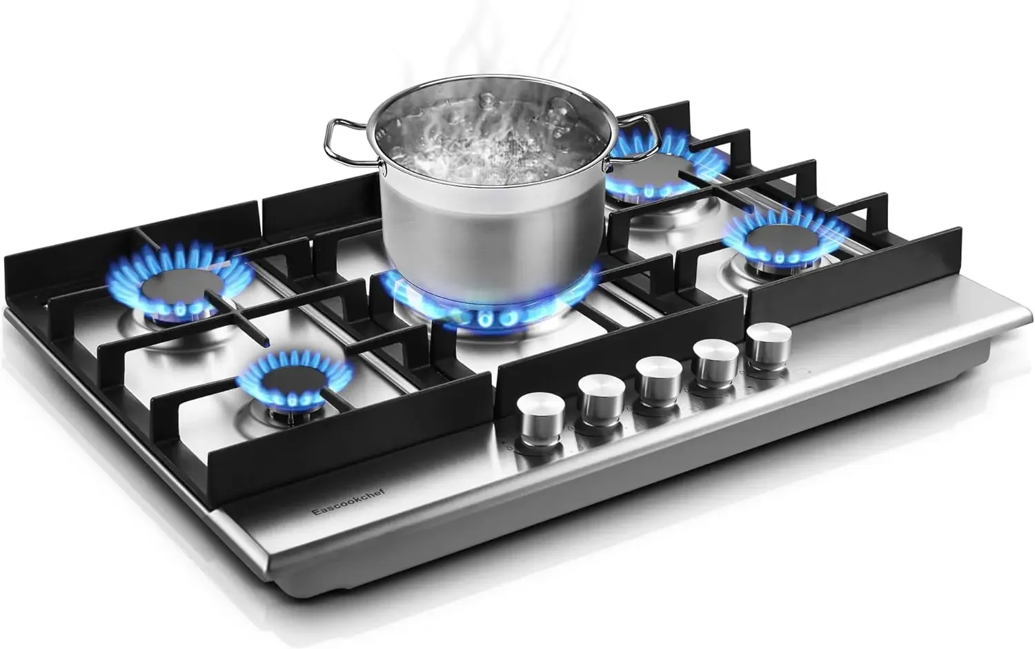 Estufa de gas de 30 pulgadas, estufa de gas con 5 quemadores de alta eficiencia, placa de gas de acero inoxidable incorporada para cocina, convertido NG/GLP