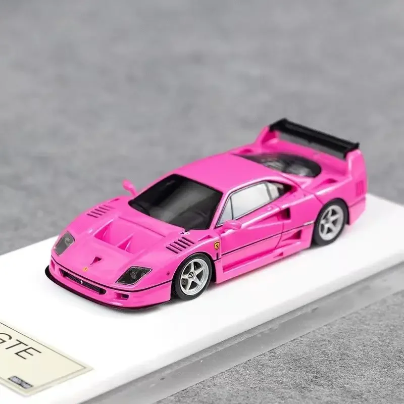 DMH 1:64 Prune Horse F40 GTE Versione allarme Metallo Rosso Ghiaccio Blu Luminoso Bianco Collezione di modelli di auto