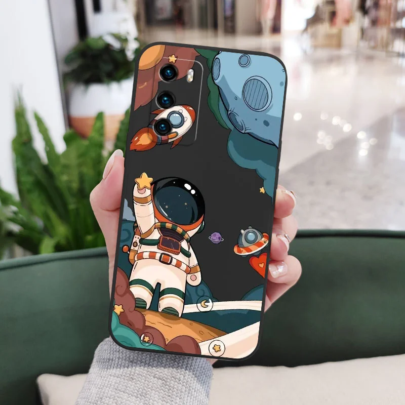 هاي حافظة هاتف رائد فضاء لهواوي ، غطاء سيليكون سائل ، P40 ، P50 ، P30 ، P20 Pro Lite ، نوفا 5T ، Y7A ، ميت 20 Pro Lite