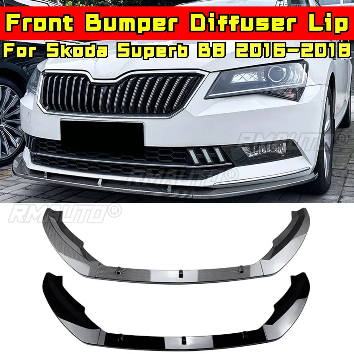 

For Skoda Superb B8 2016-2018 Body Kit Front Bumper Splitter Front Bumper Diffuser Lip Spoiler Protector Car Accessories