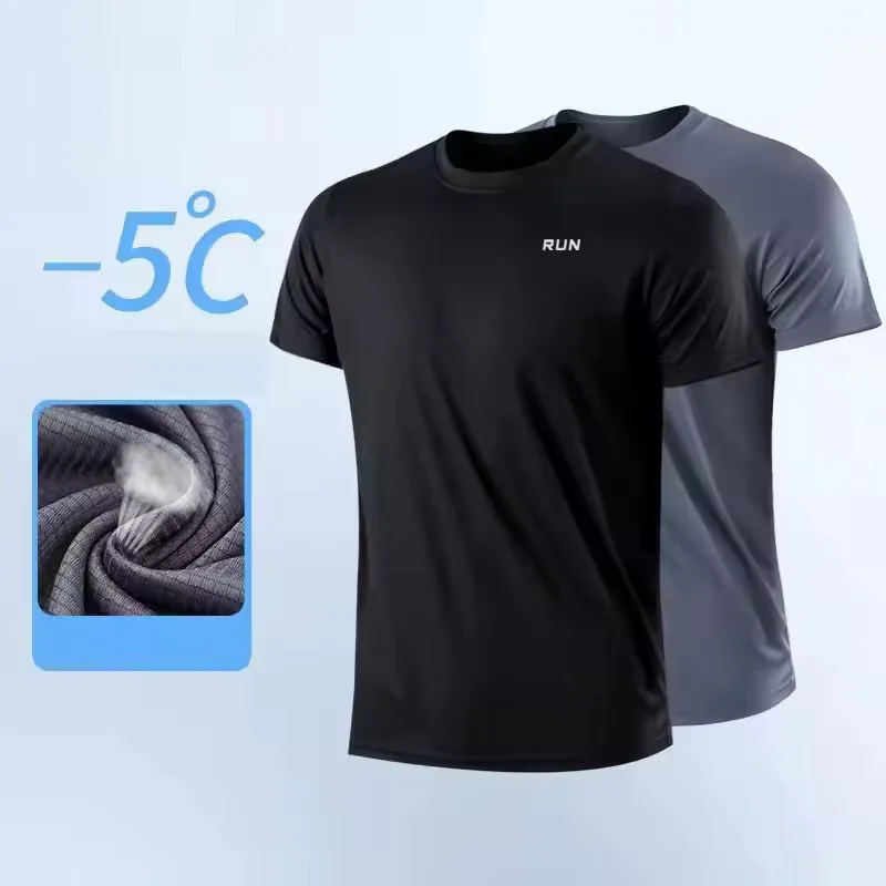 Männer Kurzarm Sport t-shirt Quick Dry Lauf t-Shirt Mann Kleidung Atmungsaktiv Fitness Shirt Top Eis Seide Gym Fußball Trikots