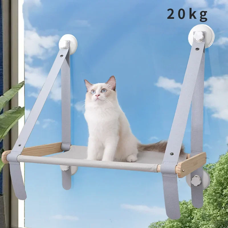 Cat Bed Window Hanging Pets Cats Hammock Wooden Bed Kitten Climbing Frame Sunny Window Seat Nest Bearing 20kg Cats Accessories