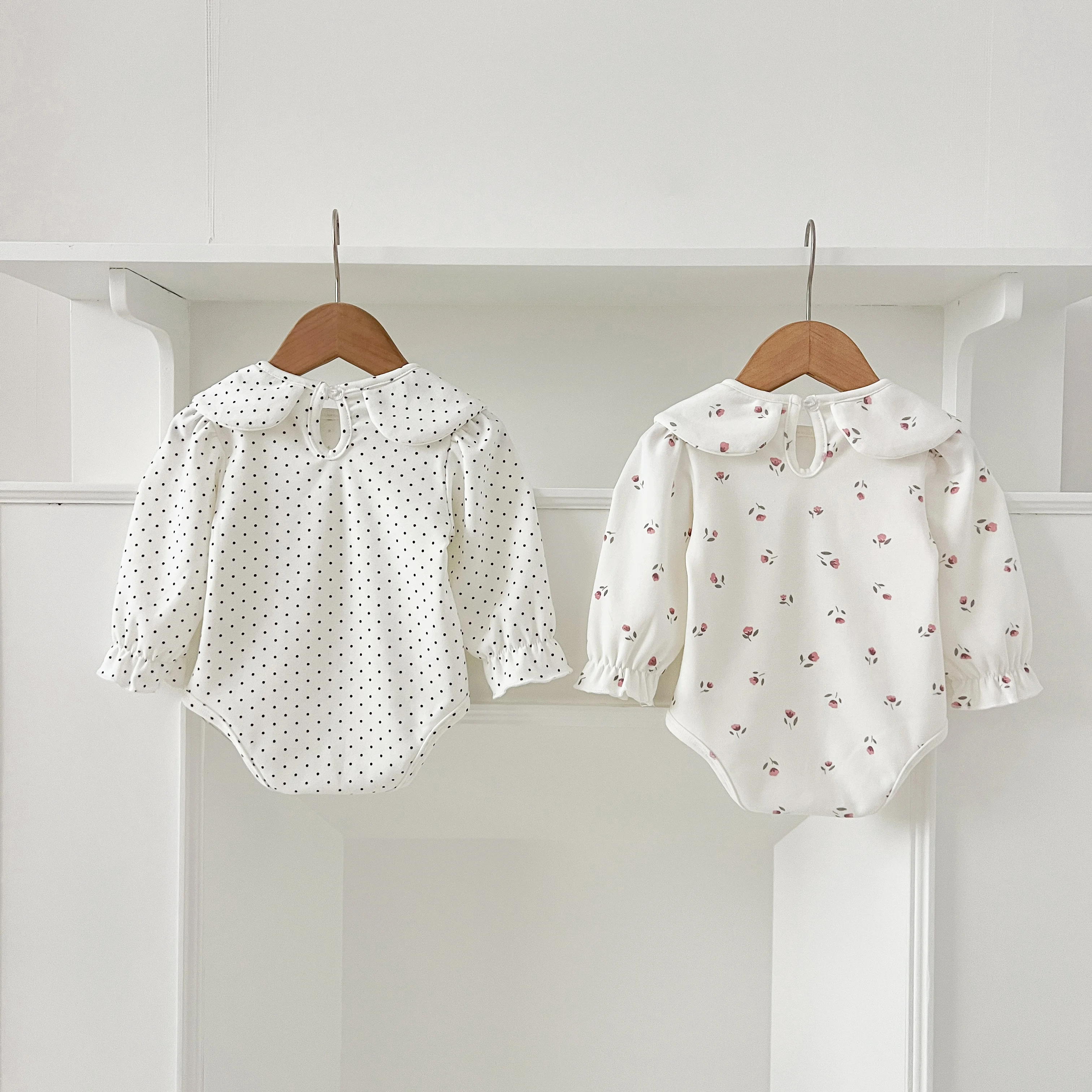 Herbst 0-24M Baby Mädchen Kleidung Kleinkind Baby Jungen Mädchen Strampler Weiß Infant Baby Mädchen Overall Frühling blume Punkte Baumwolle Strampler – Detail 16