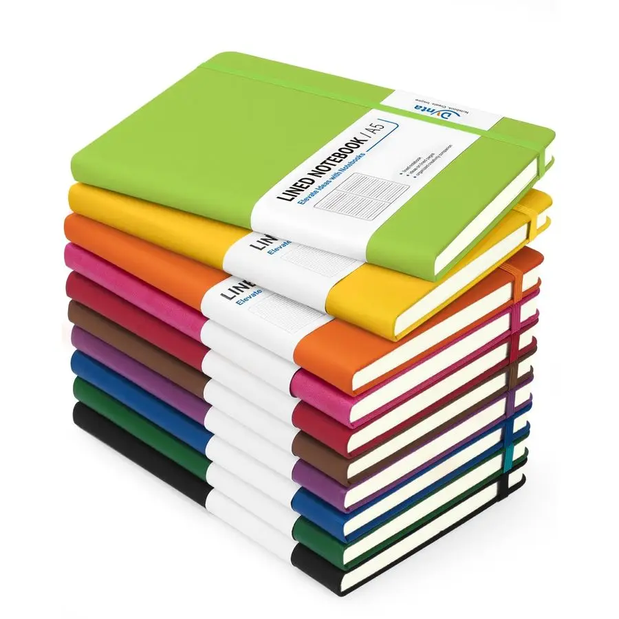 

Блокноты в твердом переплете, 10 штук, формат А5, линованные, для письма, 200 страниц (100 листов), 8,4 x 5,8 дюймов, 10 цветов, классический дизайн