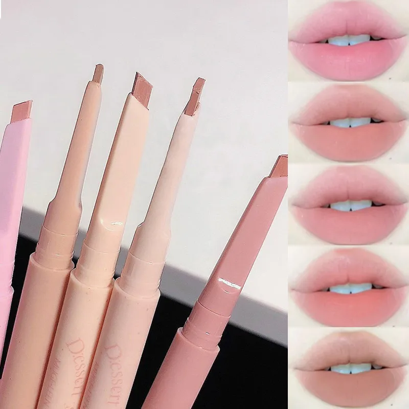 Lápis labial fosco 5 cores, à prova d'água, batom natural, nude, rosa, para contorno dos lábios, maquiagem de contorno