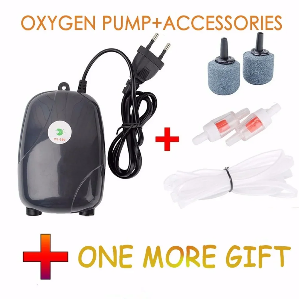 

220V 5W EU Aquarium Air Pump Fish Tank Mini Compressor Single Double Outlet with Check Valve Tube Aquatic Accessories