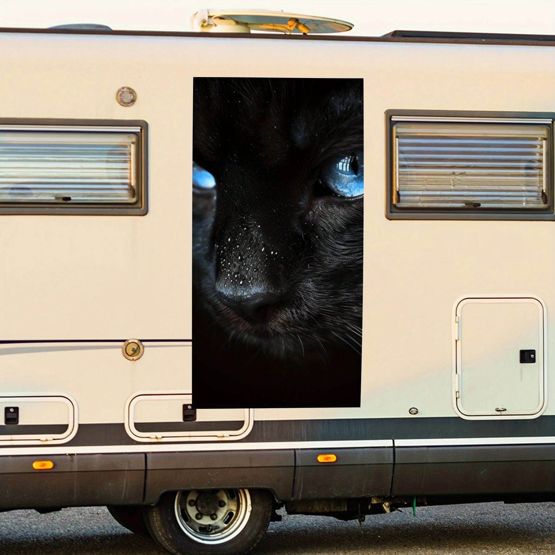 

Голубая наклейка с черным котом, виниловая наклейка для двери автомобиля на колесах, водонепроницаемые самоклеящиеся виниловые наклейки для хвоста автомобиля и багажа