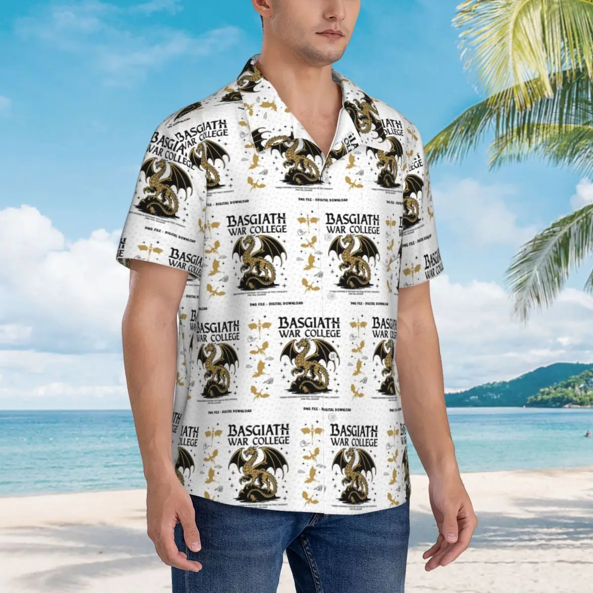 

Fourth Wing Basgiath War College Hawaiian Shirts Funny Men Short Sleeve Shirt for Summer Beach Men's Lapel Tops