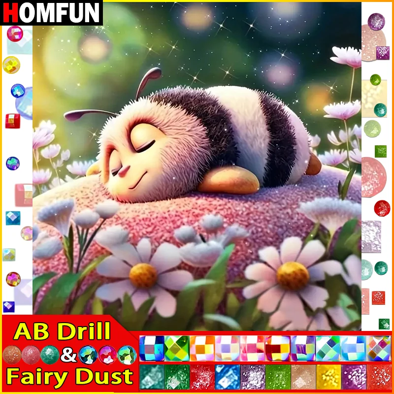 

HOMFUN сказочная пыль AB полная алмазная живопись "животное пчела" смоляная дрель вышивка 5D Diy алмазная живопись подарок ручной работы