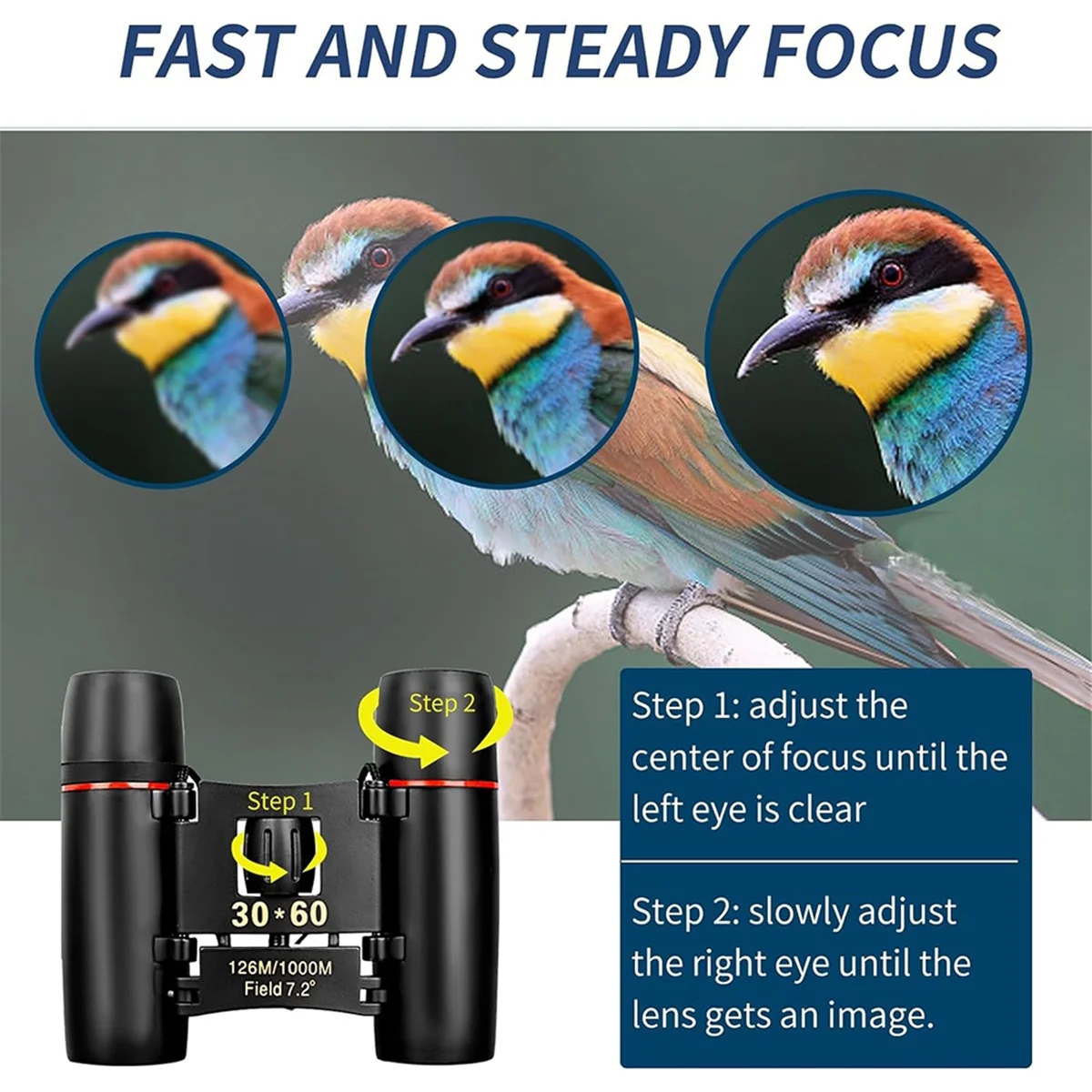 Red Film 30x60 Binoculars, High-Definition Mini Portable Outdoor Binoculars, Suitable for Bird Watching and Travel Rich