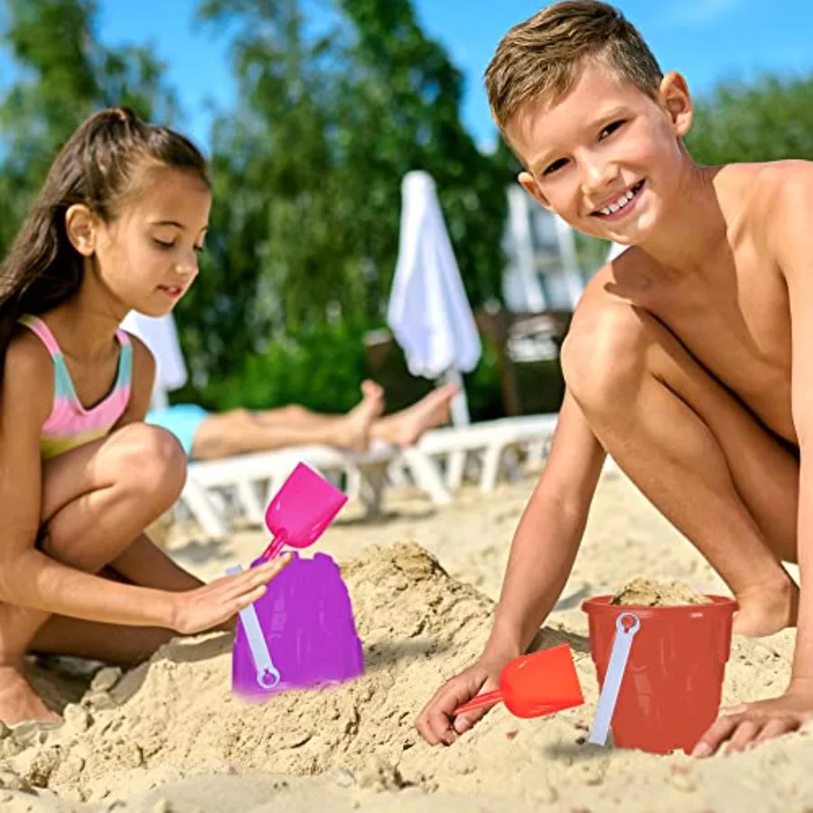 Secchi e pale per castello di sabbia da spiaggia da 6 pollici Set 12 secchi secchi e 12 pale con giocattoli da costruzione per castelli di sabbia Divertenti giochi estivi da spiaggia