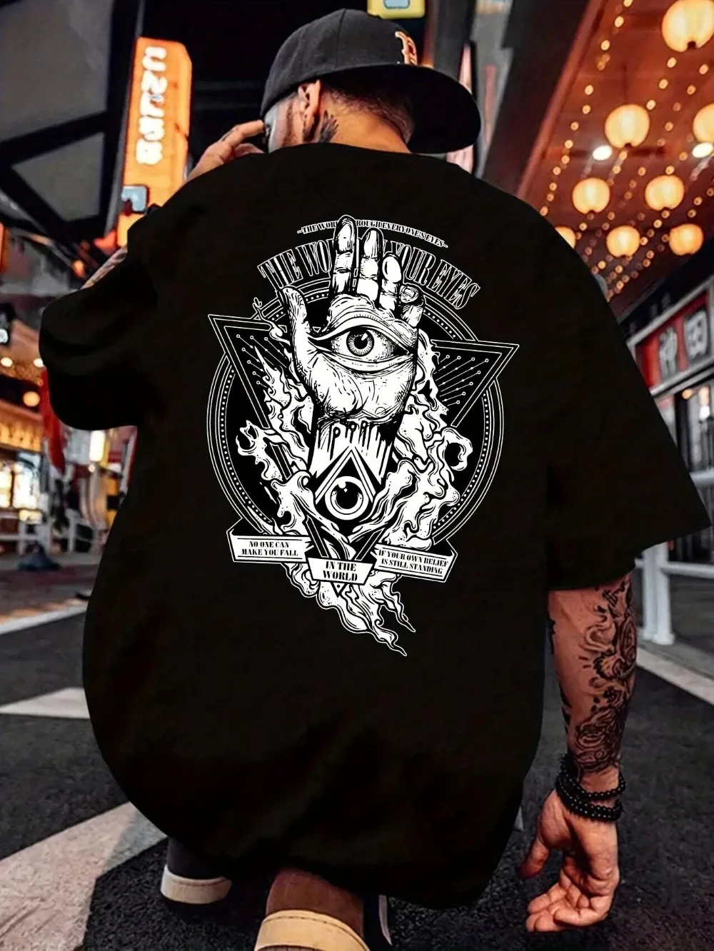 T-shirt ample pour homme Mysterious Palm All-Seeing Eye 3D sport à séchage rapide, respirant, pour loisirs en plein air, sport Y2, vêtements parent-enfant
