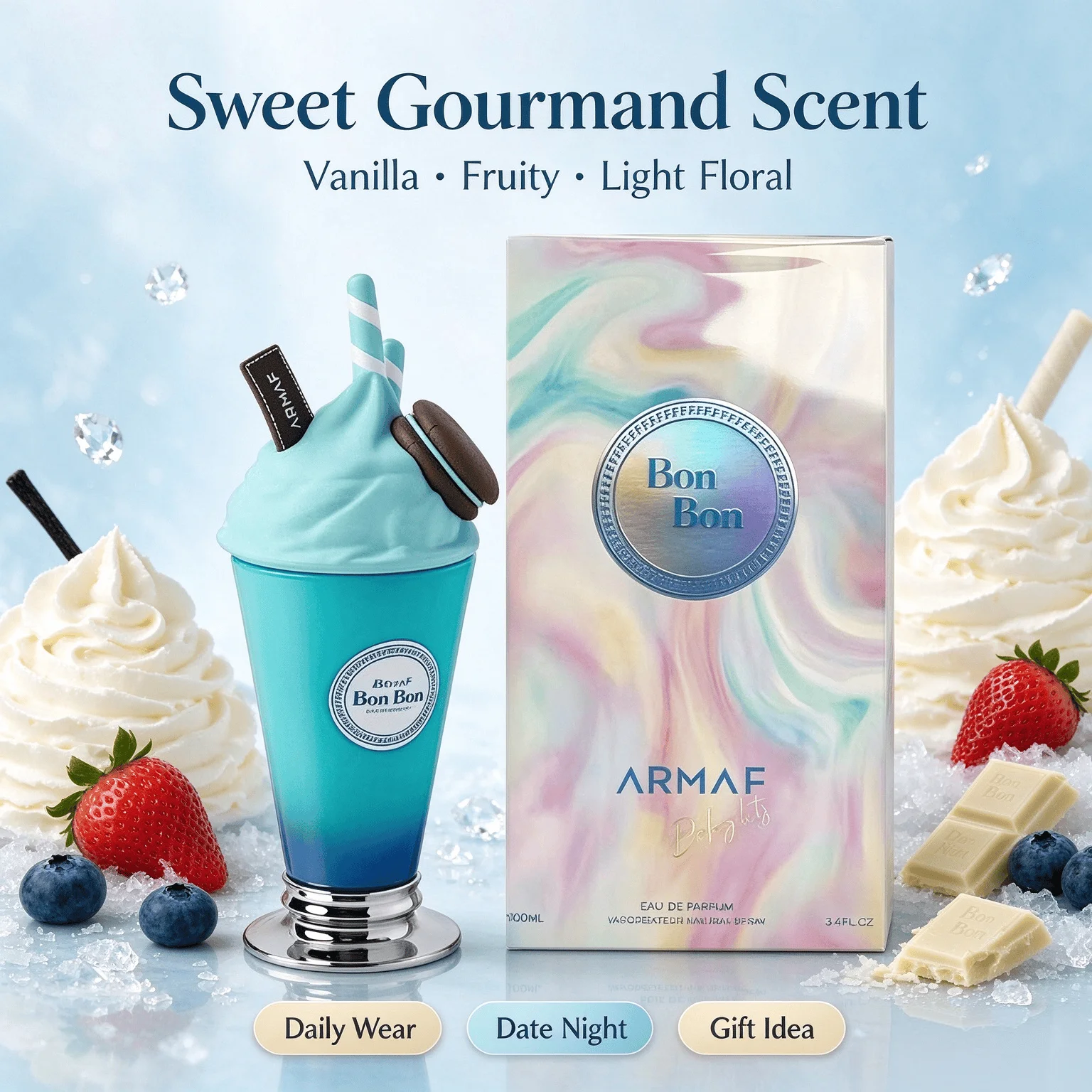 Armaf Bon Bon EDP 100ml Sweet Fruity Vanilla Gourmand Scent Long Lasting Unisex Perfume Spray Cute Dessert Fragrance Gift for Men Women view 2