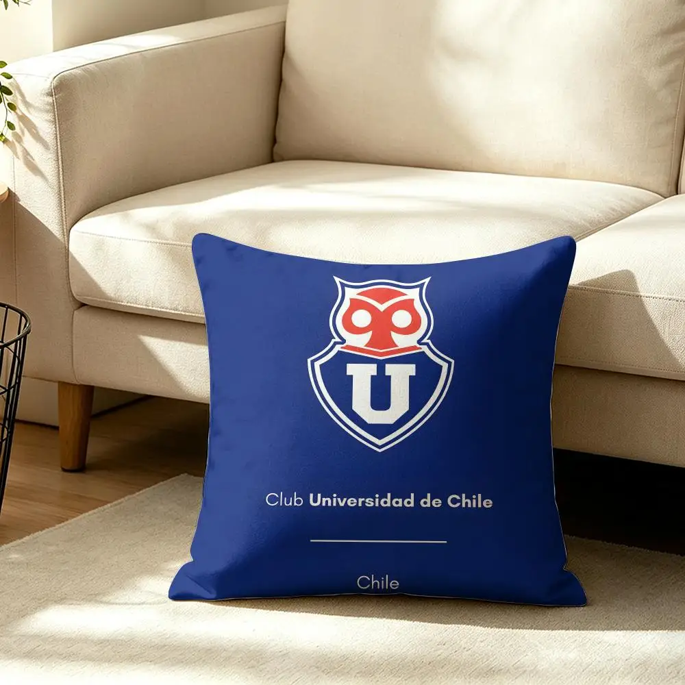 Chile U-University Logo Cushion Cover Wrinkle-Resistant Short Plush Pillow Case Breathable Machine-Washable