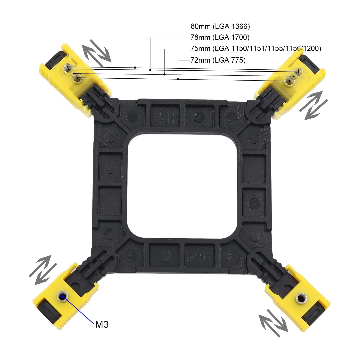 Adjustable Motherboard Backplate CPU Heatsink Mounting Base for Intel LGA 775 1150 1155 1156 1200 1366 1700