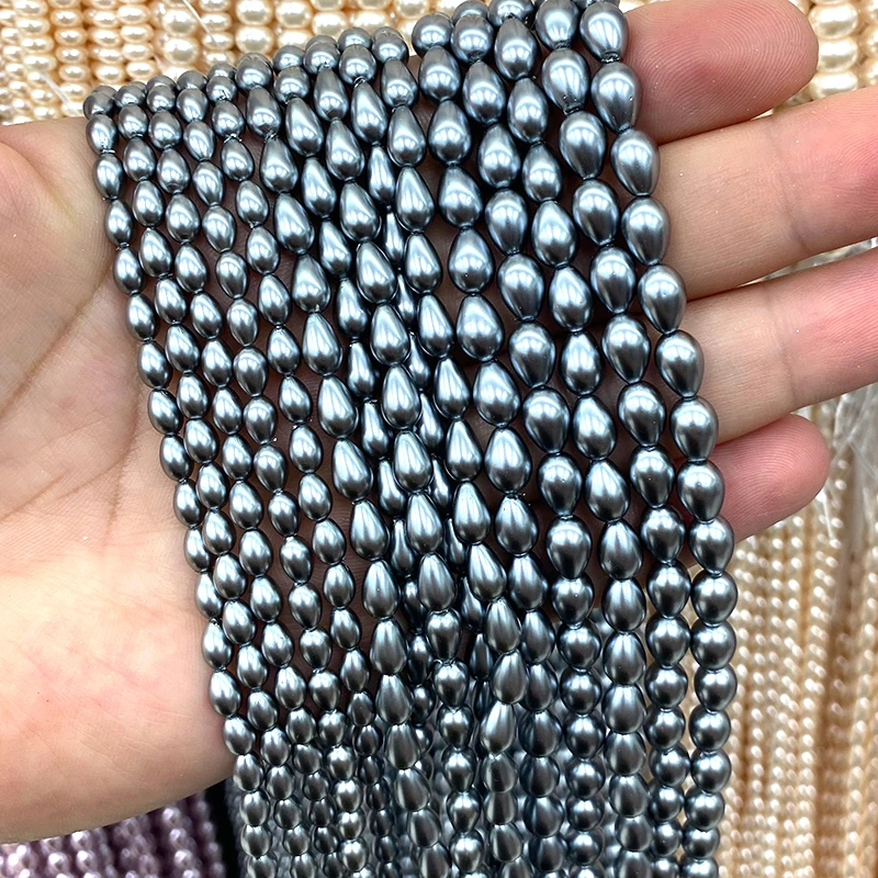 4 6 8 10mm Water Drop White Shell Mother Pearl Natural Loose Spacer Beads for Jewelry Making Diy Bracelet Charms Accessories