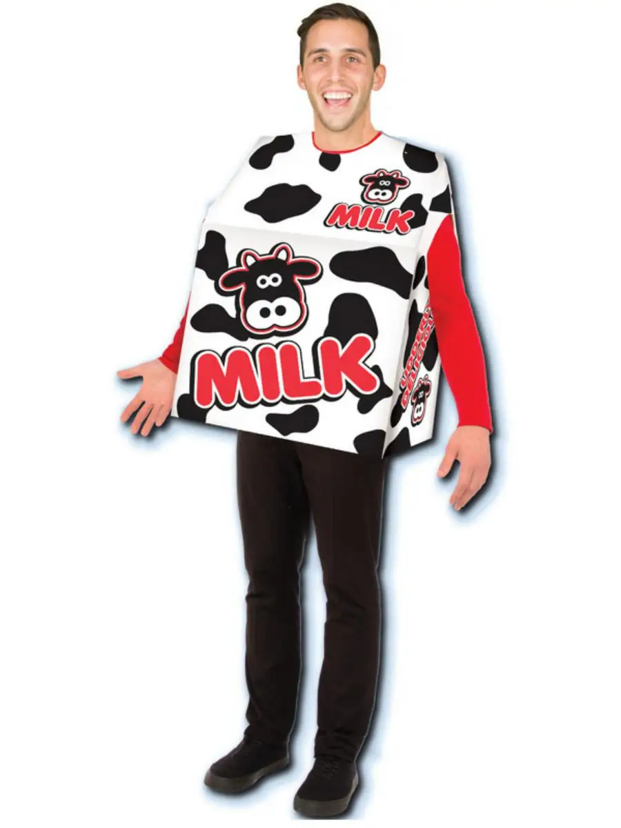 New loween Adult Funny Food Costume Cosplay Milk Box Fun Role-Plang Game Stage Clothes Polyester Spring Season
