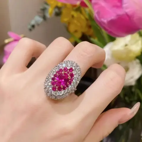 Collier et boucles d'oreilles en argent sterling S925, luxe léger, entièrement sertis de diamants, style simple et élégant, ensemble de diamants rouge rosé